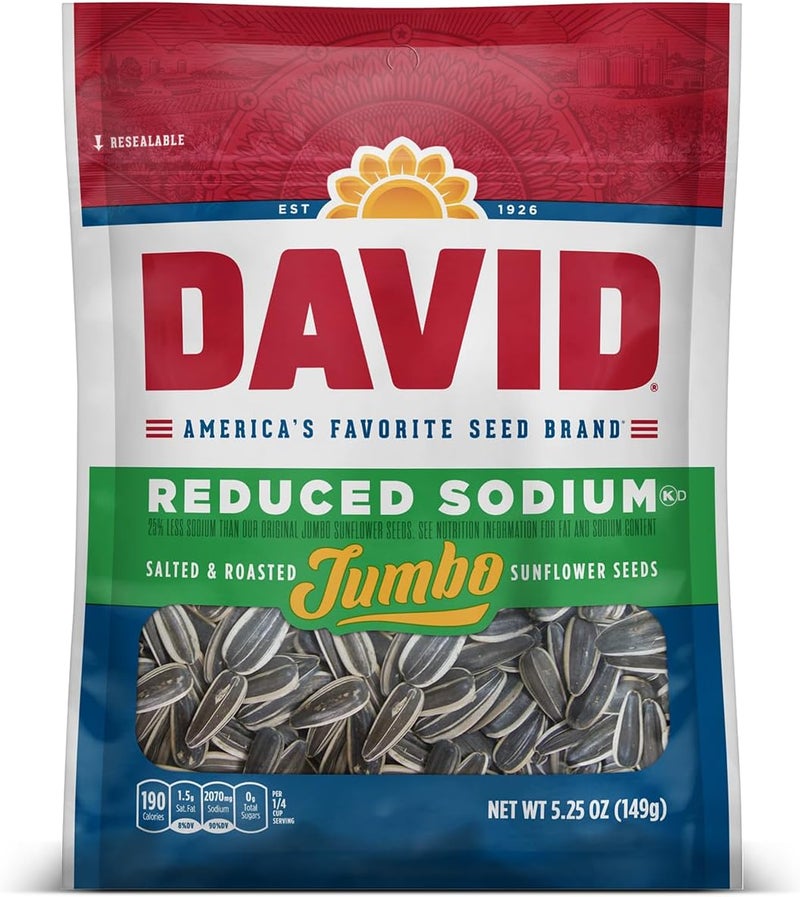 DAVID Seeds DAVID Reduced Sodium Jumbo Sunflower Seeds - Image 1